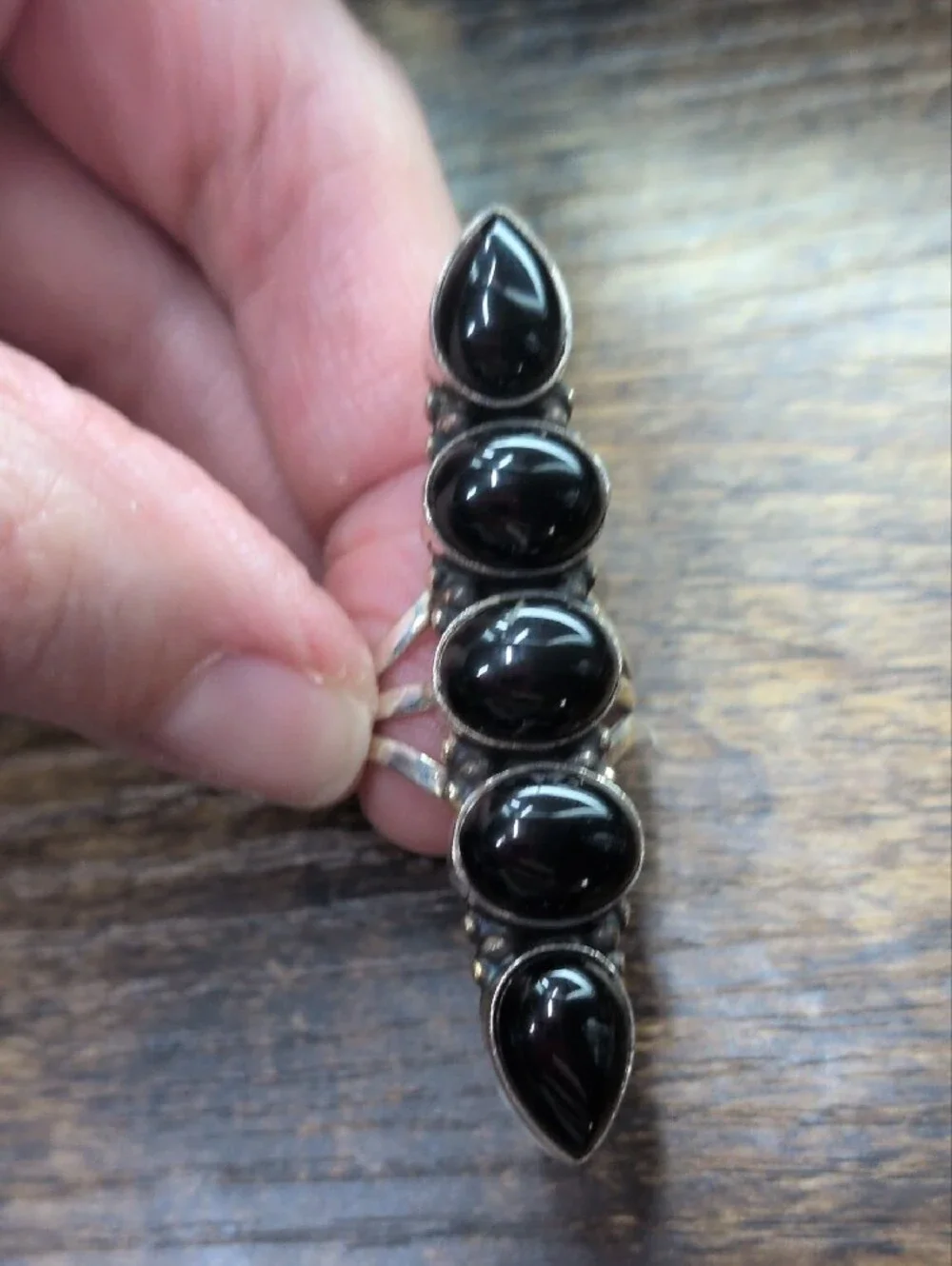 Sterling Silver Black Onyx Multi-Stone Statement Ring